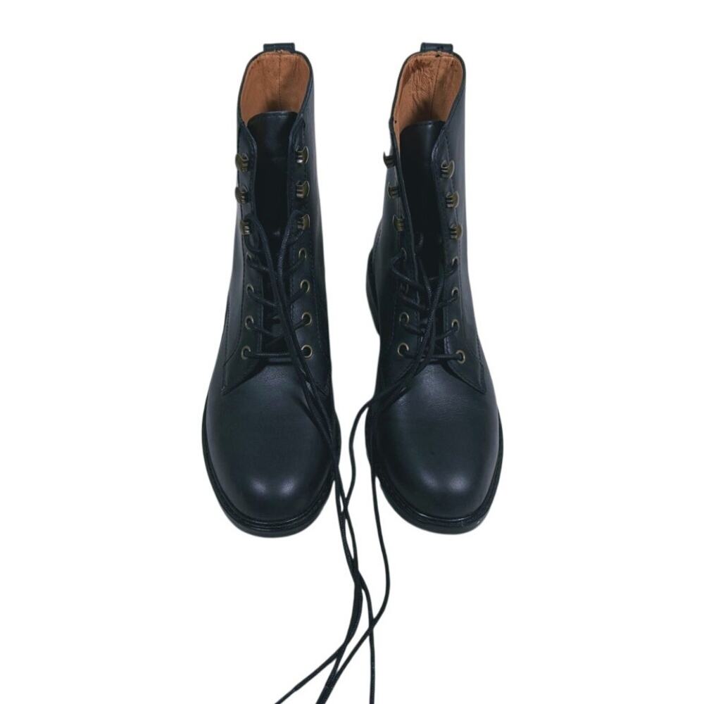 Madewell Kellie Lace Up Leather Combat Boots Size 8 Black Moto Grunge Biker 90s - Picture 9 of 13